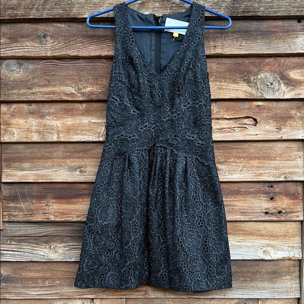 Leifsdottir Black Floral Lace Mini Dress